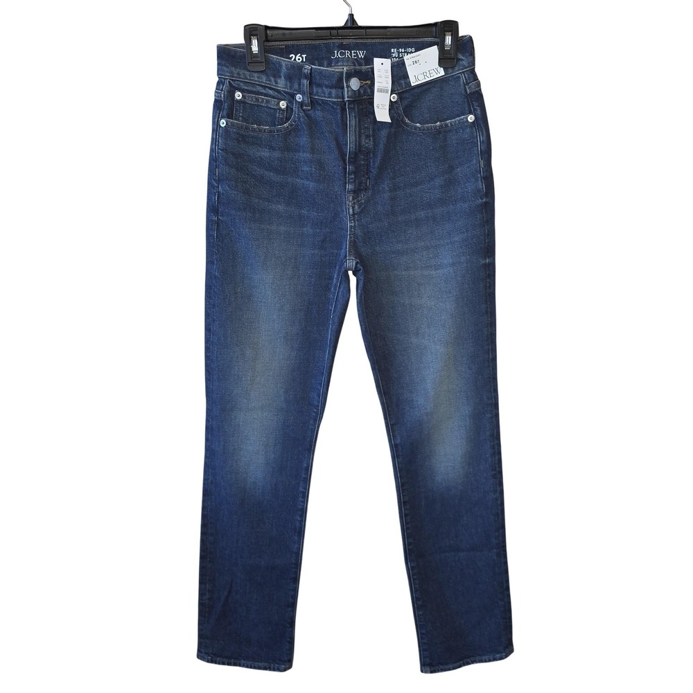 J Crew Jeans Womens 26T Blue 96 Straight High Rise Stretch Denim Medium Wash